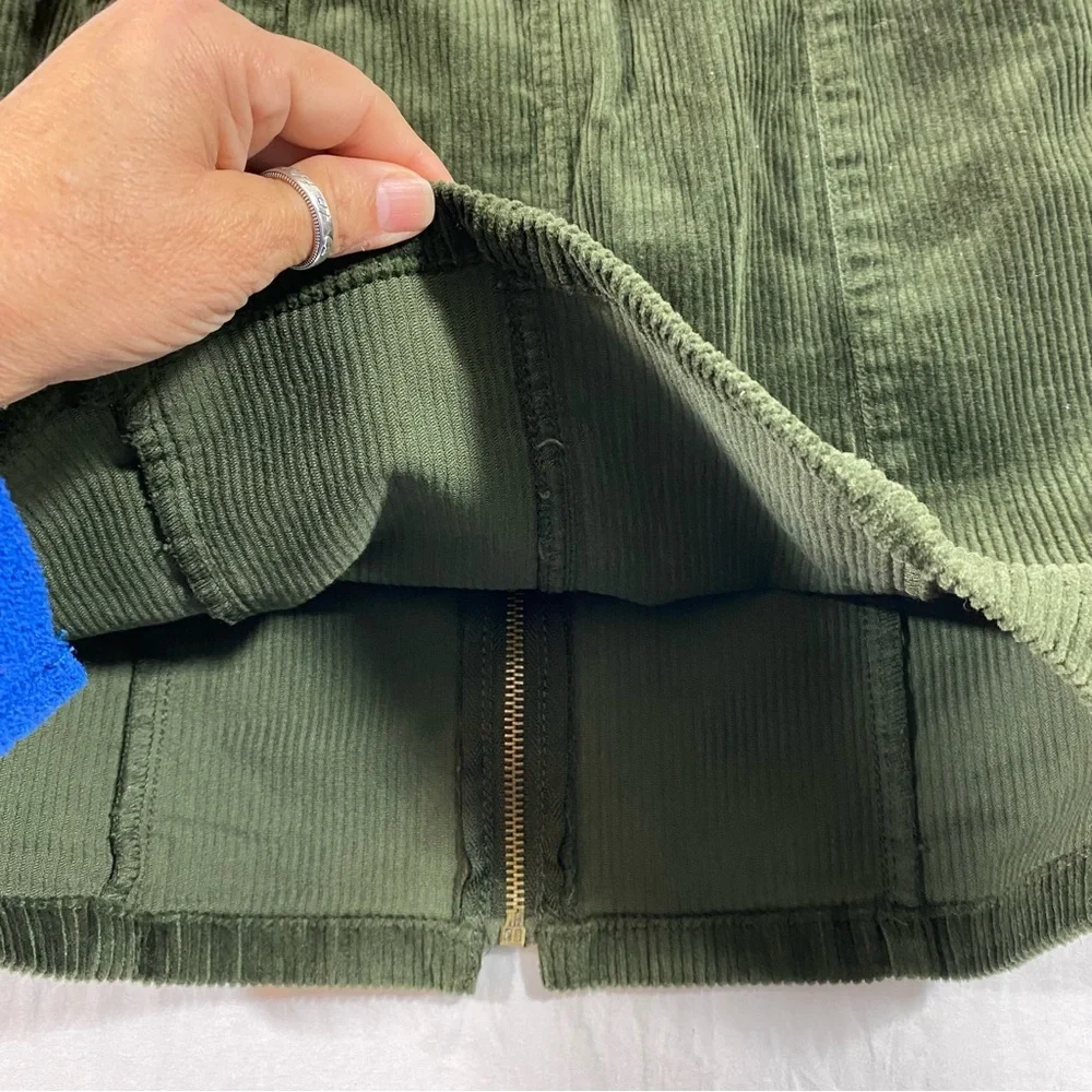 NWT Blue Spice Mini Skirt Corduroy ZipUp Autumn Emerald Green Cute Casua…